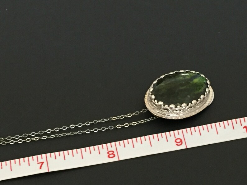 Sterling and Watermelon Agate Pendant Necklace