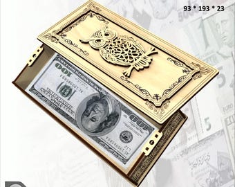 Laser Cut Money Gift Box SVG Template: Owl Design (3mm)
