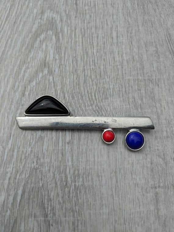Ben-Amun Blue, Red, and Black Resin and Silver To… - image 2
