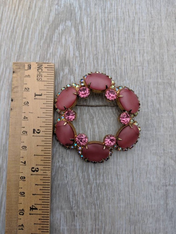 Rose Colored Frosted Glass Cabochon, Bubblegum Pi… - image 2