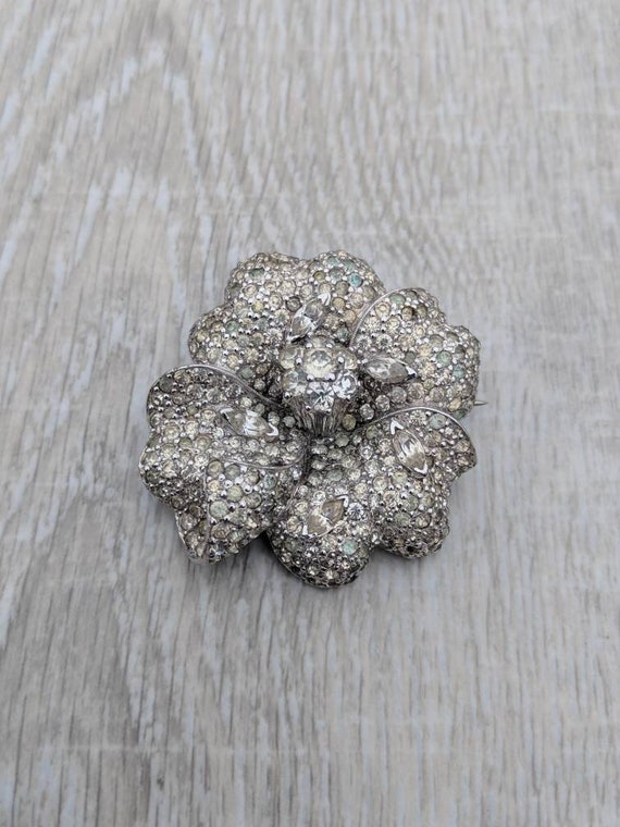 Jomaz Rhinestone Encrusted Flower Brooch