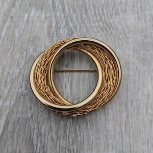 Kramer of New York Gold Tone Metal Wire Twisted Circle Brooch