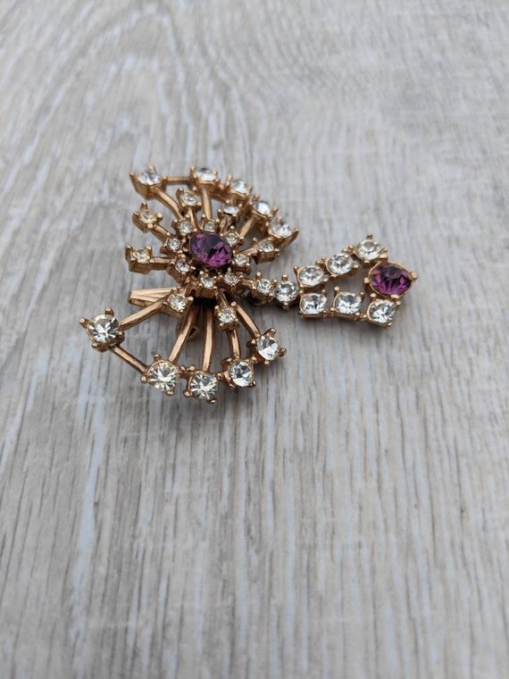 Art Deco Style Byzantium Purple and Clear Rhinest… - image 5