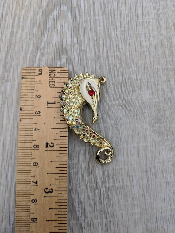 1960s Aurora Borealis and Ruby Red Rhinestone, Wh… - image 2