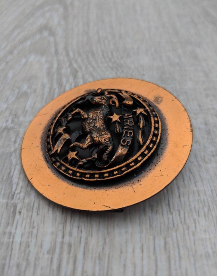 Large Copper Aries Ram Zodiac Brooch or Pendant Etsy Denmark