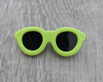 1980s or 1990s Small Neon Yellow Resin and Plastic Sunglasses Brooch