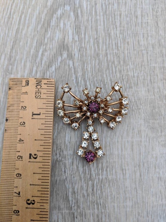 Art Deco Style Byzantium Purple and Clear Rhinest… - image 2