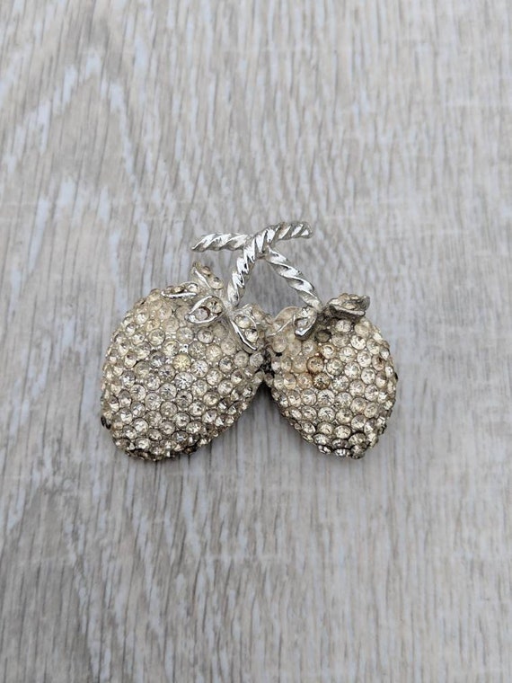 Weiss Rhinestone Encrusted Strawberries Brooch