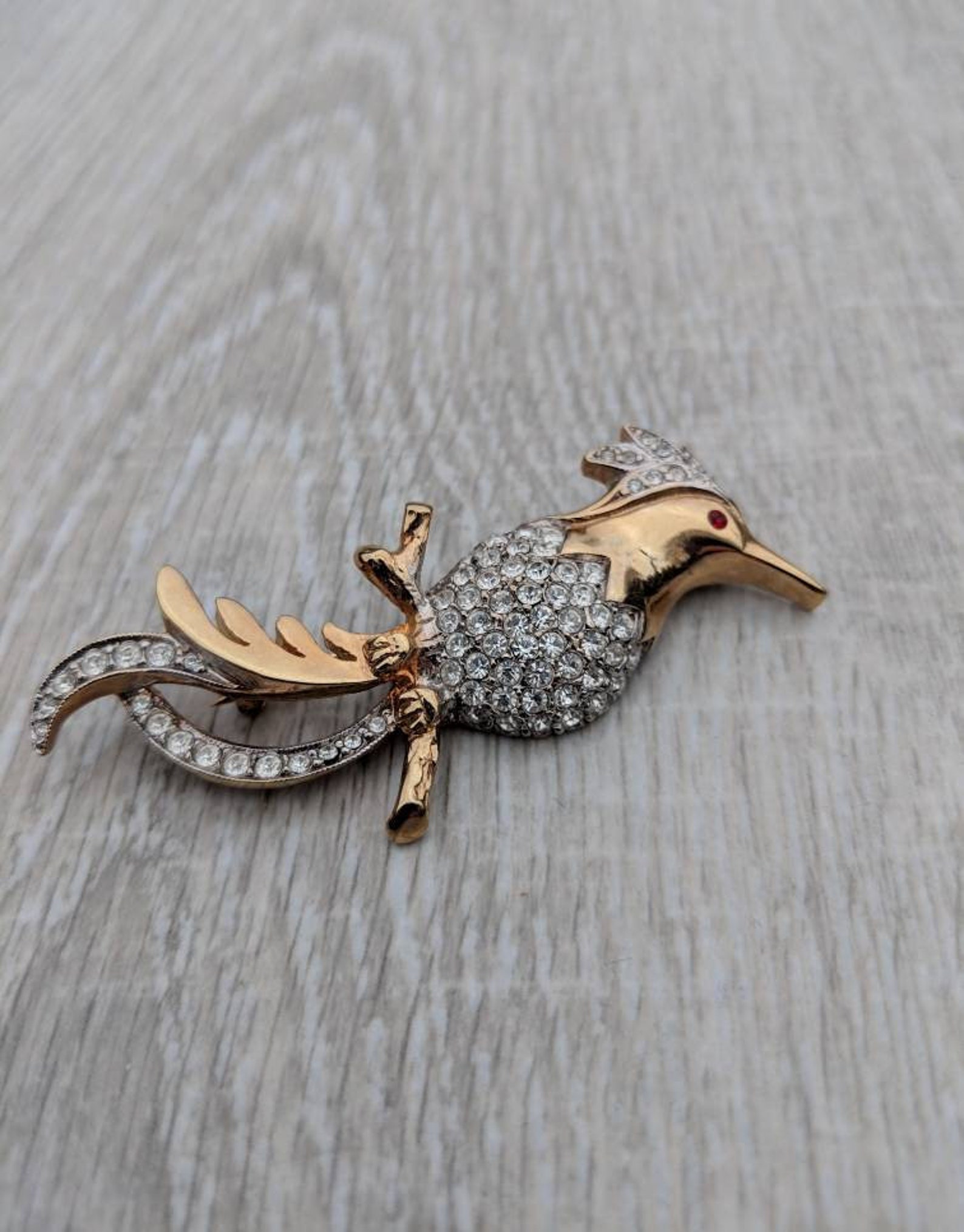 Rhinestone Encrusted Bird of Paradise Brooch Etsy