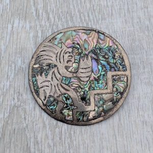 Mexican Sterling Silver and Abalone Inlay Figural Brooch or Pendant