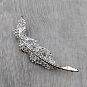 Napier Rhinestone and Silver Tone Feather or Leaf Brooch - Etsy