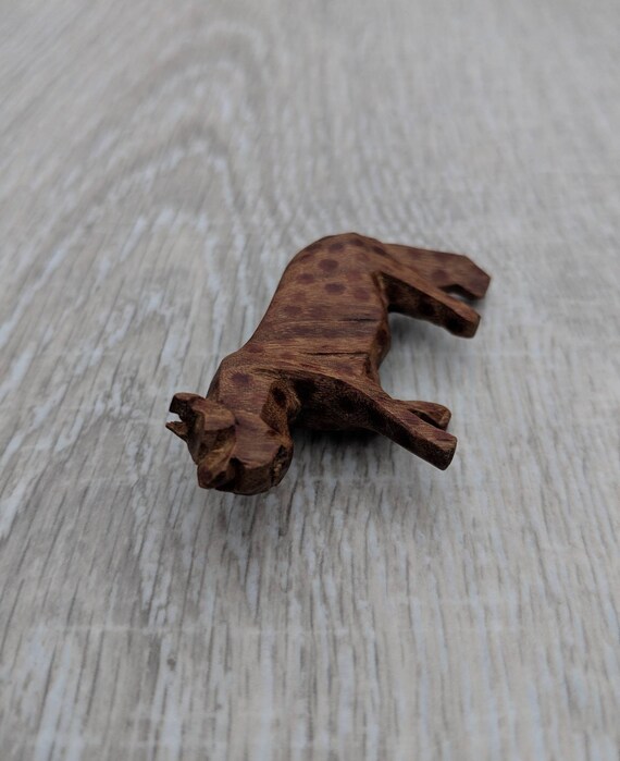 Hand Carved and Painted Wood Cheetah or Leopard B… - image 7
