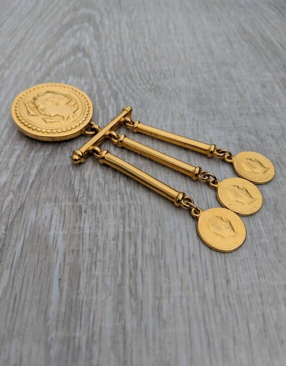 Ben Amun Oversized Couture Runway Coin Dangle Bro… - image 6