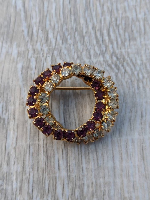 Byzantium Purple and Clear Rhinestone and Gold Ton