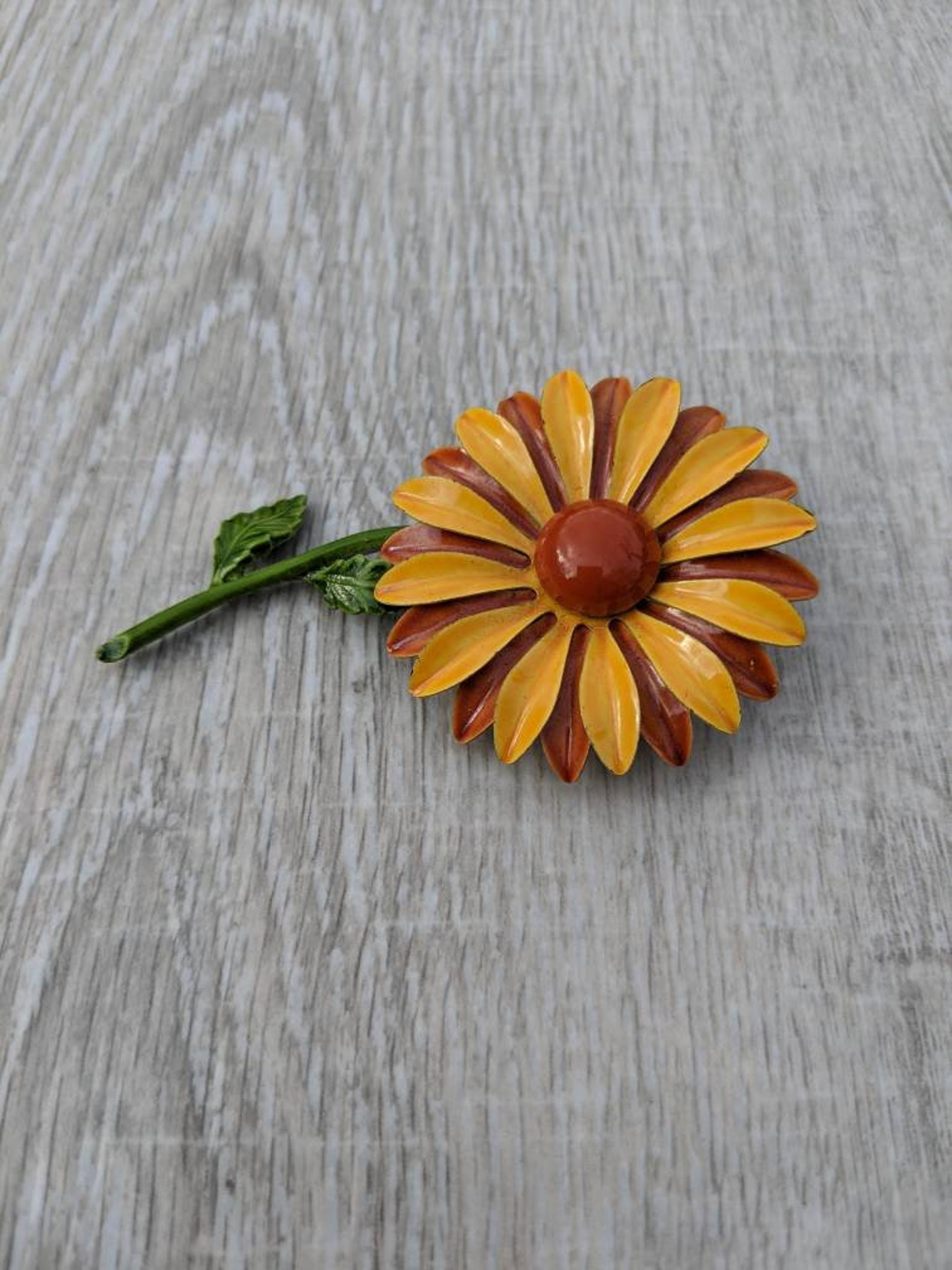 Mustard Yellow Burnt Orange and Forest Green Enamel and Etsy