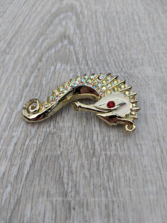 1960s Aurora Borealis and Ruby Red Rhinestone, Wh… - image 6