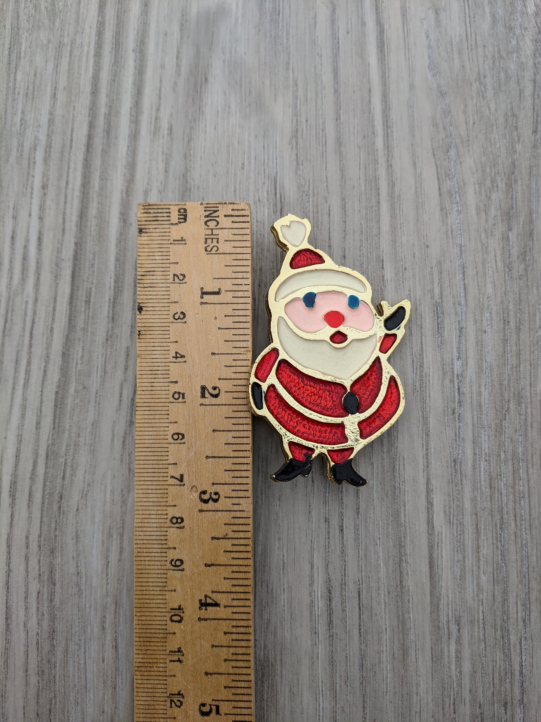 Broche Père Noël En Papier Mâché Peint - Broche Cadeau De Noël Artisanale Bois