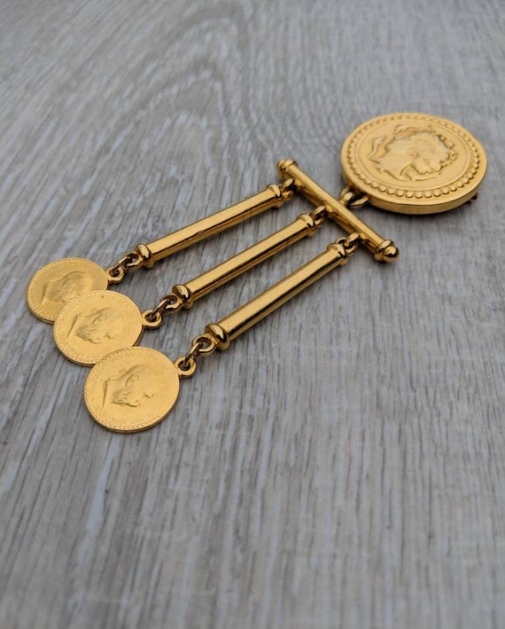 Ben Amun Oversized Couture Runway Coin Dangle Bro… - image 7