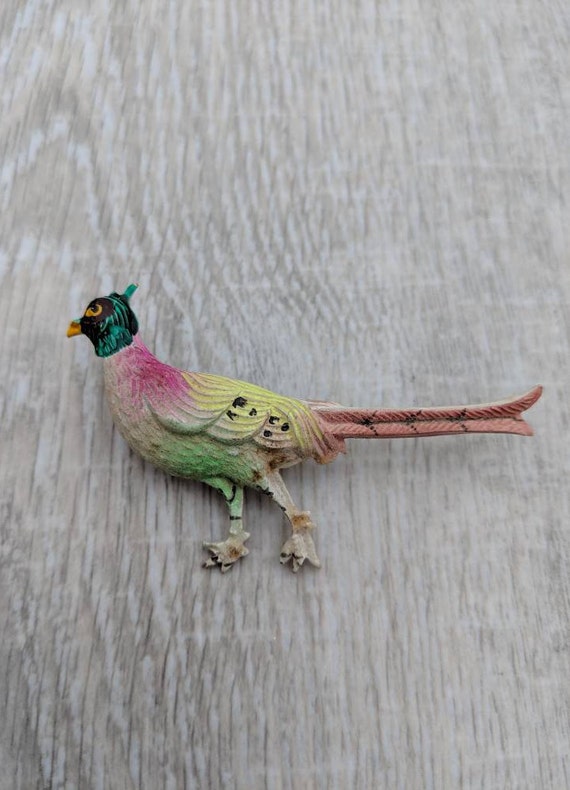 Resin and Enamel Pheasant Brooch