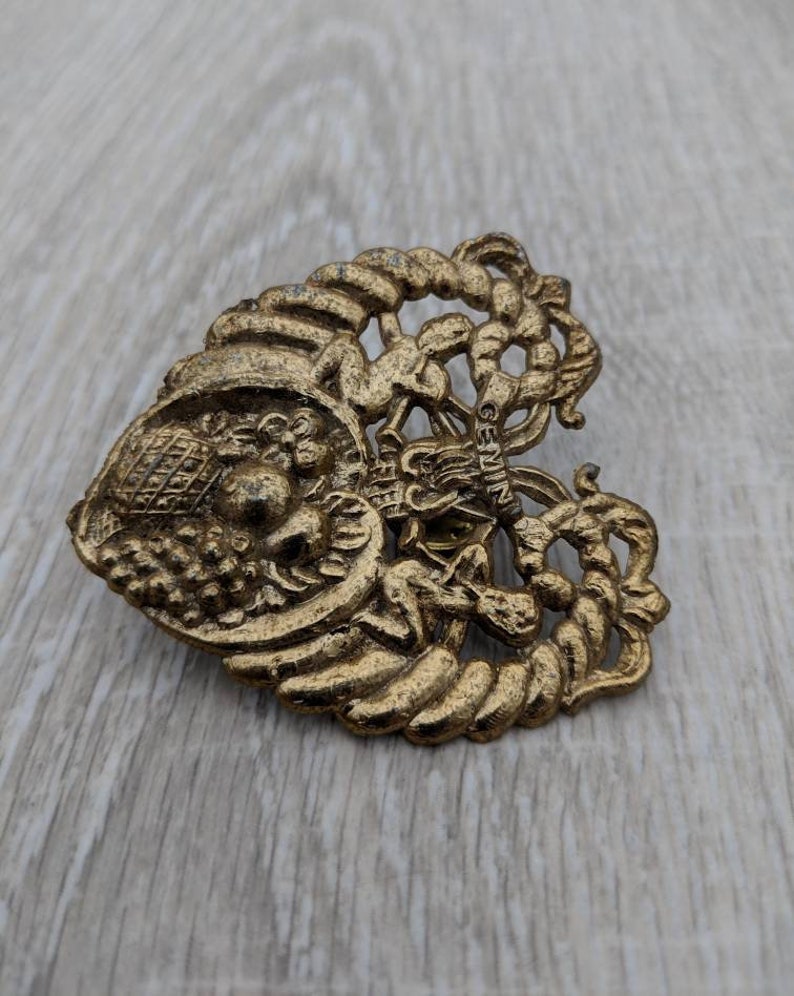 Gemini Castor and Pollux on a Twohorned Cornucopia Zodiac Etsy