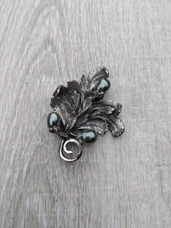 Early 1950s Tortolani Faux Black Baroque Pearl an… - image 1