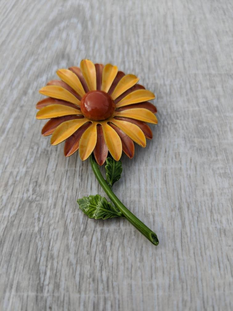 Mustard Yellow Burnt Orange and Forest Green Enamel and Etsy