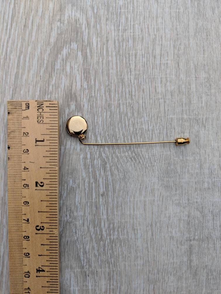 Gold Tone Floral Design Round Locket Dangle Stick Pin | Etsy