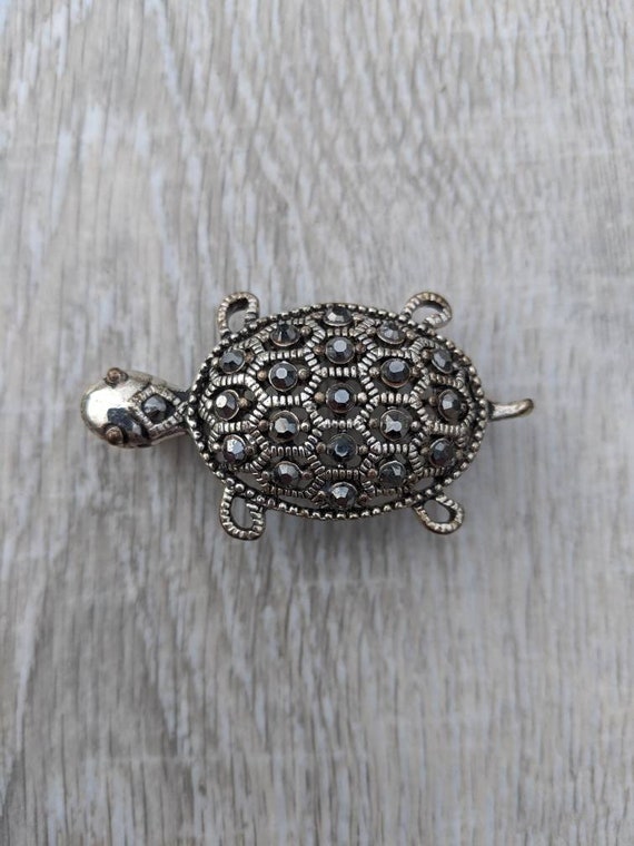 Faux Marcasite and Textured Silver Tone Openwork … - image 1