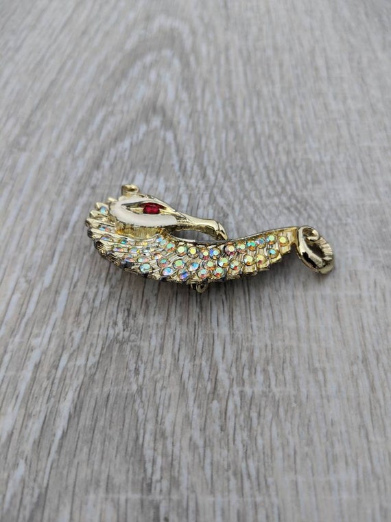 1960s Aurora Borealis and Ruby Red Rhinestone, Wh… - image 5