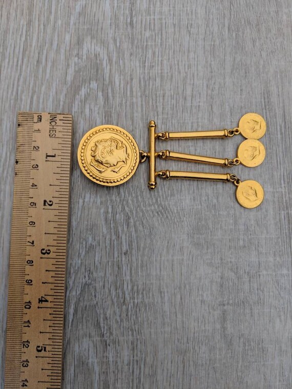 Ben Amun Oversized Couture Runway Coin Dangle Bro… - image 3