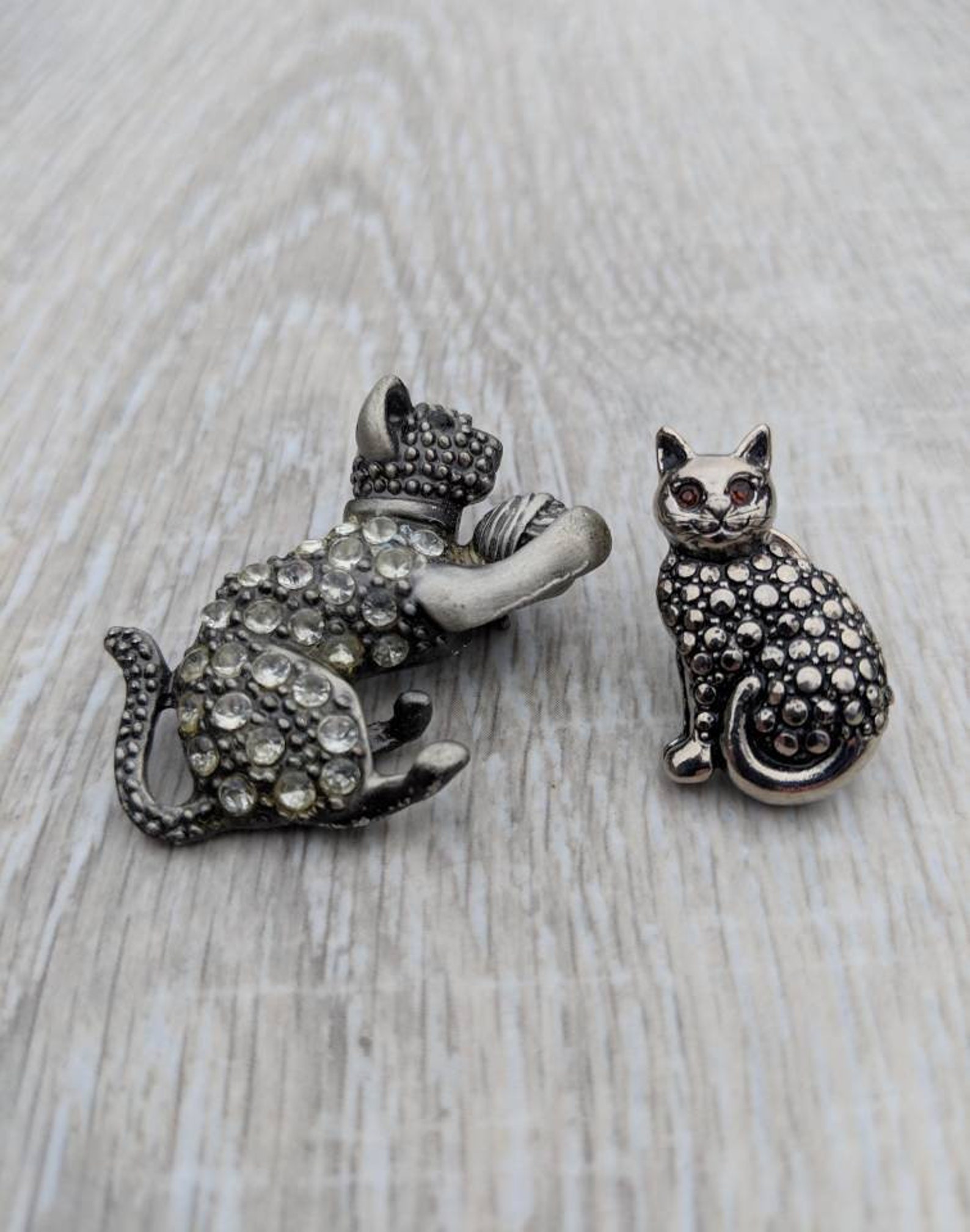 Black & Silver Kitten Brooch main image 0