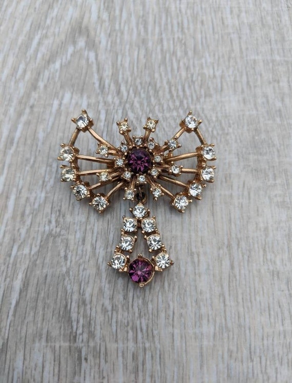 Art Deco Style Byzantium Purple and Clear Rhinesto