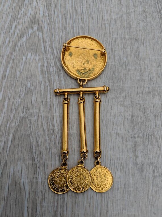 Ben Amun Oversized Couture Runway Coin Dangle Bro… - image 4