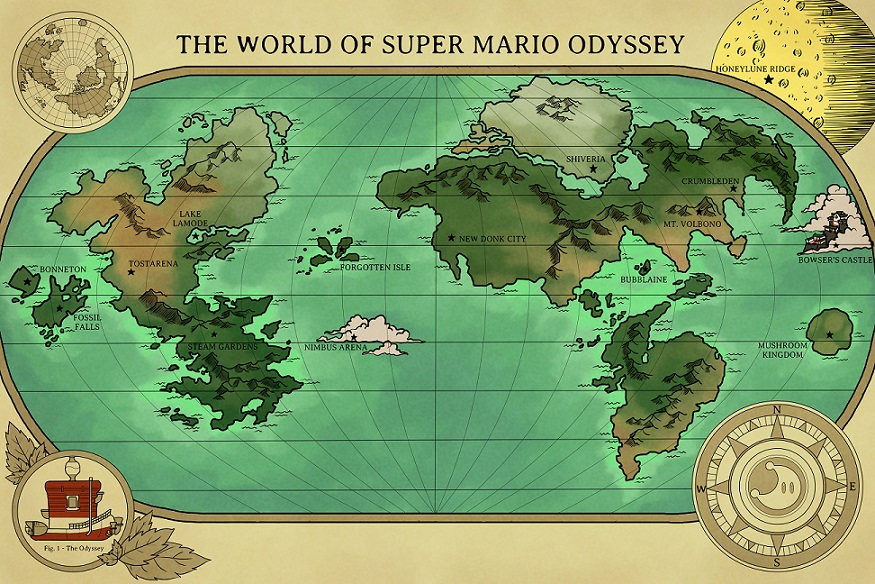 Super Mario Odyssey World Map A Map Of Super Mario Odyssey's World - Etsy Canada