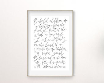 Like Arrows Print, Arrows Verse, Quiver, Psalm 127, Children are a heritage, Parent Print, Bible Art, Christian parents, Mother gift Father