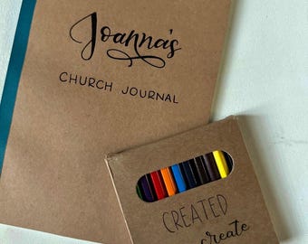 Personalized Small Church and Colored Pencil Set.