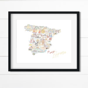 Spain Art, Te Amo España, Hand lettered Art, España Art, Gift, Country Art, Colorful Map,