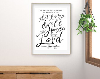 Haus des Herrn, Psalm 27:4, Bibelvers Kunst, Digital Download, Wohnen im Haus des Herrn, Nach Vers suchen, Bibel Inspiration,