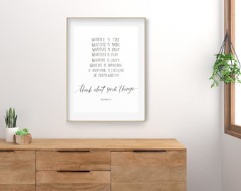 Think about such things verse, hand lettered cross verse, Hand Lettered Art, Bible Verse, Christian Art, Bible Print, Galations 2:20