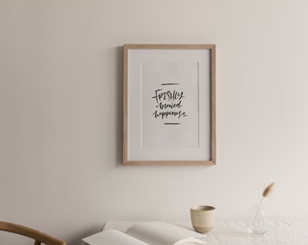 Freshly Brewed Happiness, Coffee Art, Hand Lettered Art