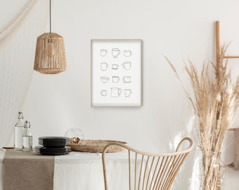 Coffee Cups, Coffee Art, Hand Lettered Art