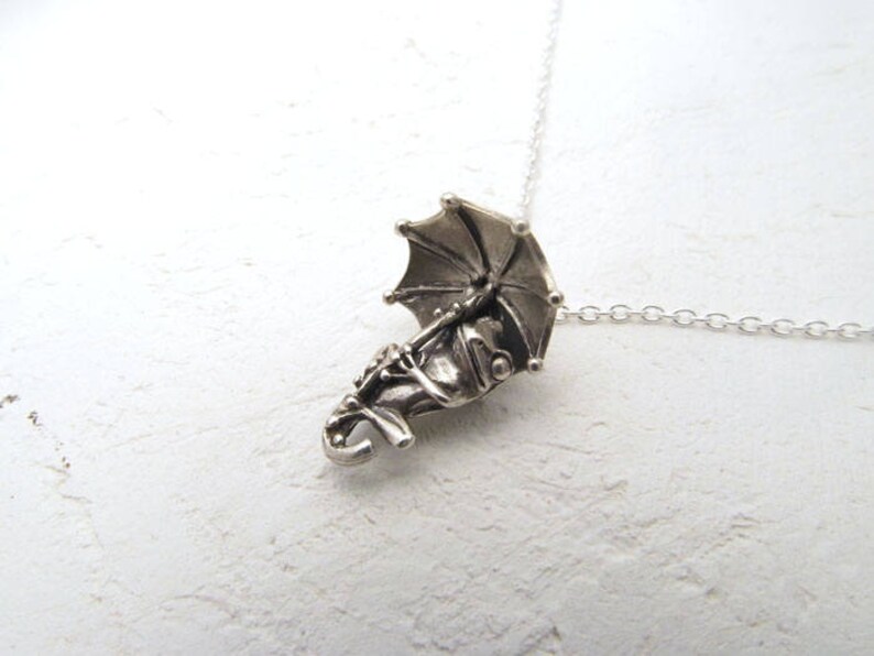Frog pendant with umbrella open