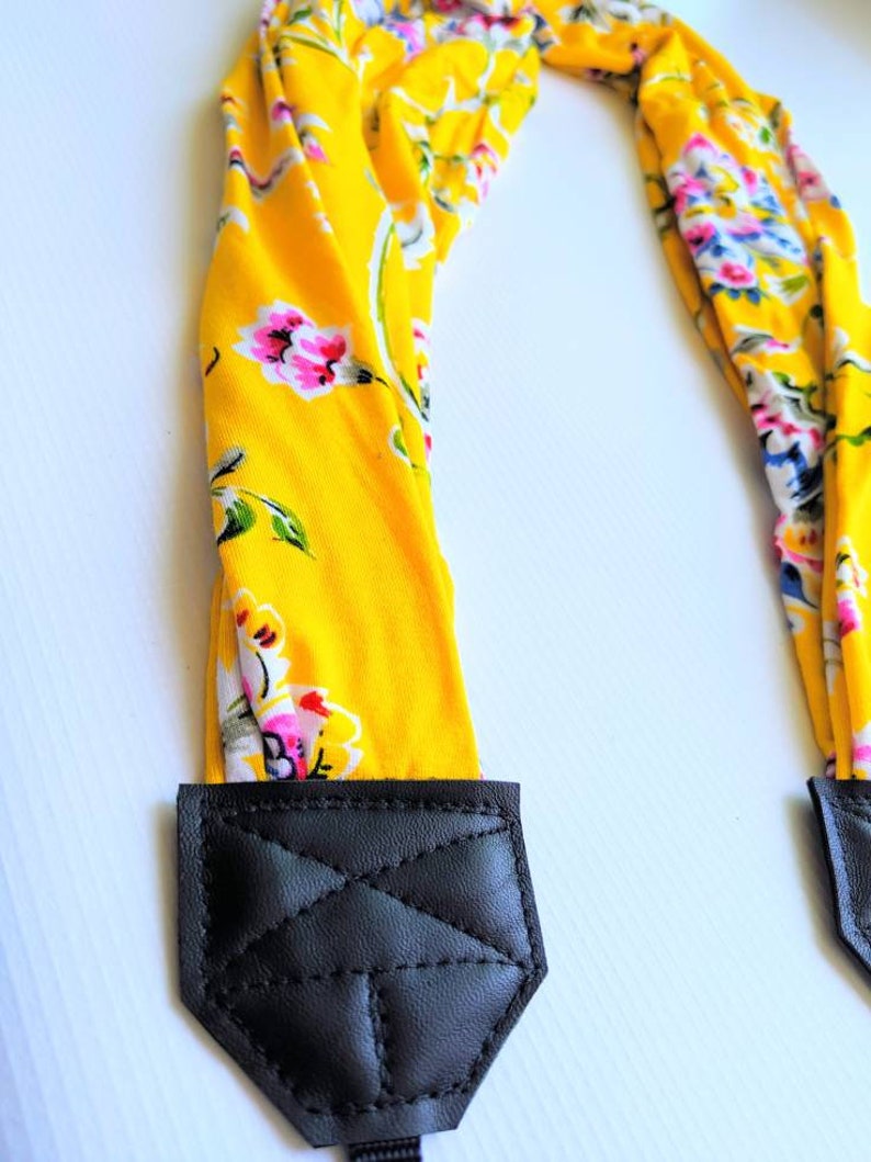 Christmas Gift Scarf Camera Strap Yellow Floral Camera Strap Camera Strap Photographer Gift Travel Gifts DSLR Camera Strap