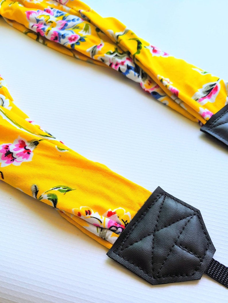 Christmas Gift Scarf Camera Strap Yellow Floral Camera Strap Camera Strap Photographer Gift Travel Gifts DSLR Camera Strap