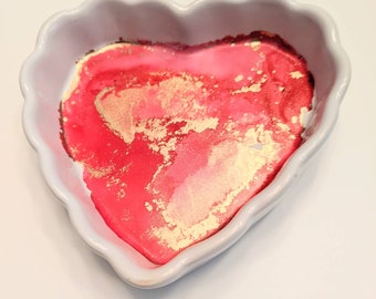 Pink Gold Heart Trinket Dish/ Jewelry Dish/ Ring Dish/ House Warming Gift/ Hostess Gift/ Bridesmaid Gift