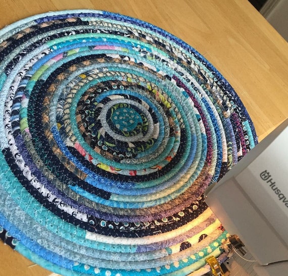 Fabric wrapped coiled rope rug Etsy