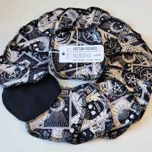 Reusable Cotton Rounds - Tarot Cards Print | 14pc, Optional Mesh Bag