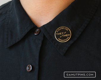 Classic Black Enamel Pronoun Pin: They/Them
