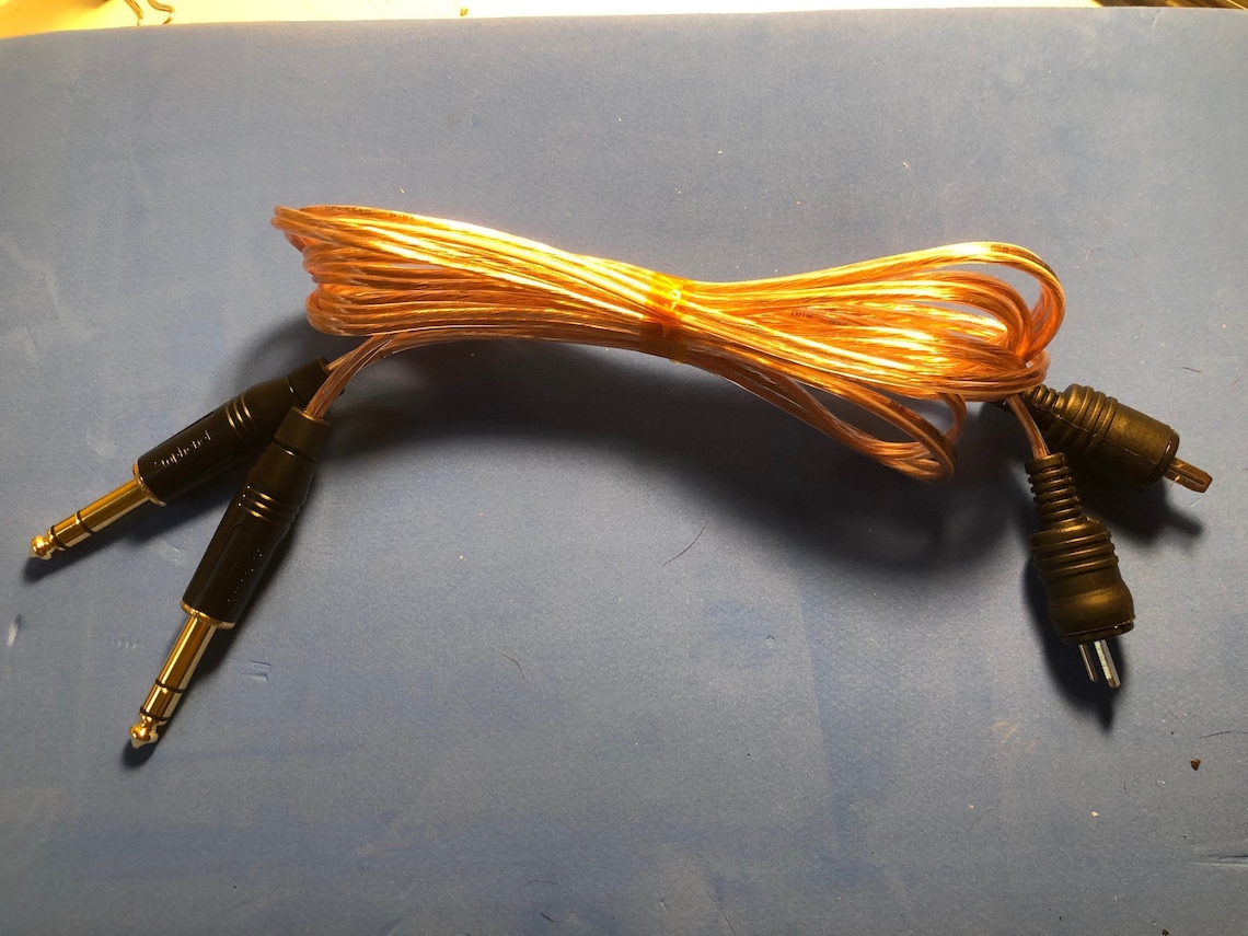 Pair Bang Olufsen Type Speaker Cables 2 Pin DIN Male to TRS 1/4 Gold