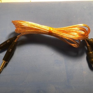 Pair Bang Olufsen Type Speaker Cables 2 Pin DIN Male to TRS 1/4 gold - 5ft Long - High Quality